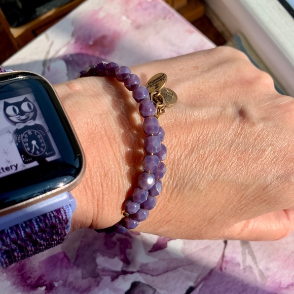 π Alex and Ani - 2013 Purple Bead Vintage Sixty-Six Wrap Bracelet NWOT π - Picture 2 of 5